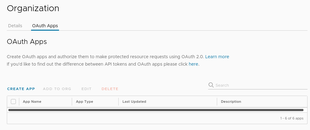 OAuth Apps tab